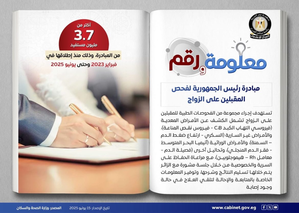 مبادرة رئيس الجمهورية لفحص المقبلين على الزواج