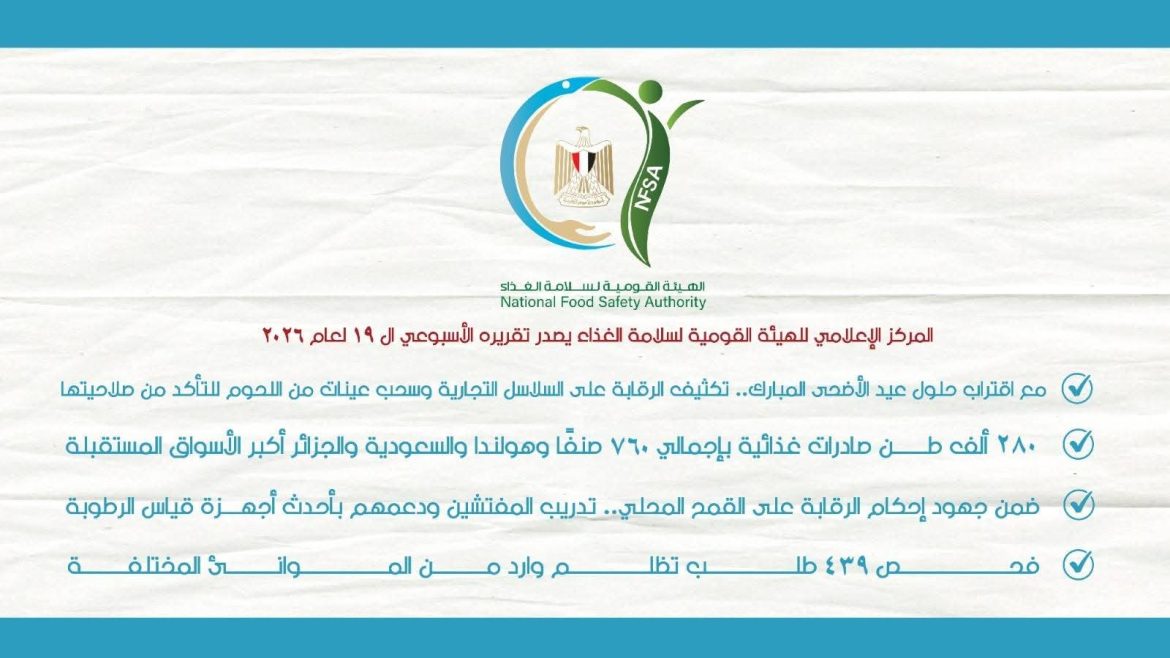 هيئة سلامة الغذاء: 280 ألف طن صادرات غذائية.. وهولندا والسعودية والجزائر أكبر الأسواق المستقبلة