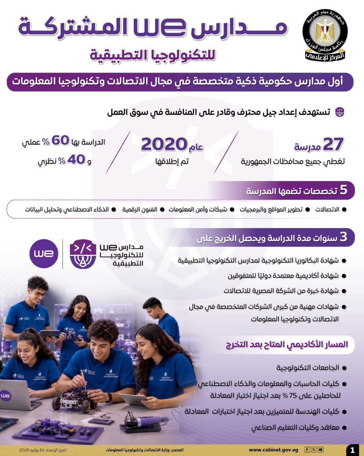 معلومات عن مدارس WE المشتركة للتكنولوجيا التطبيقية 